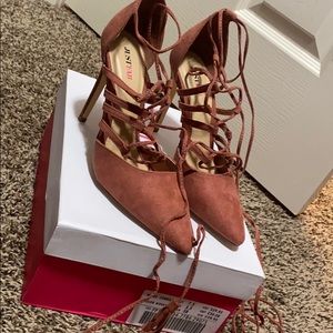 Rose colored Just Fab heels